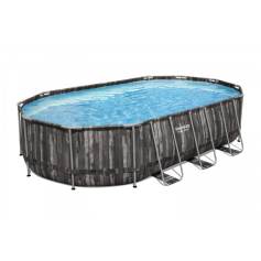 Piscine tubulaire Power Steel ovale bois rustique