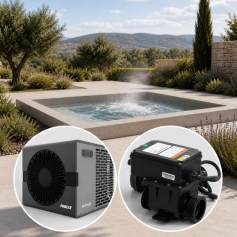 Pack chauffage spa 3 k W : pompe � chaleur + r�chauffeur �lectrique  - Distripool