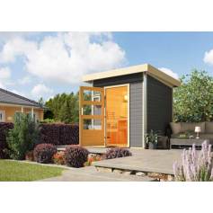 Sauna exterior de techo plano Torge gris