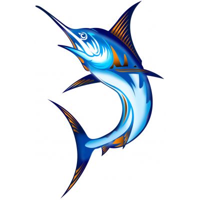 Decoración autoadhesiva pez espada azul