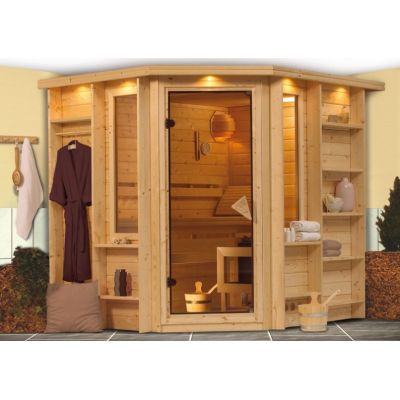 Sauna de madera maciza 40 mm Cortona - Premium