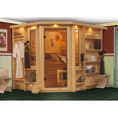 Sauna de madera maciza 40 mm Riona - Premium
