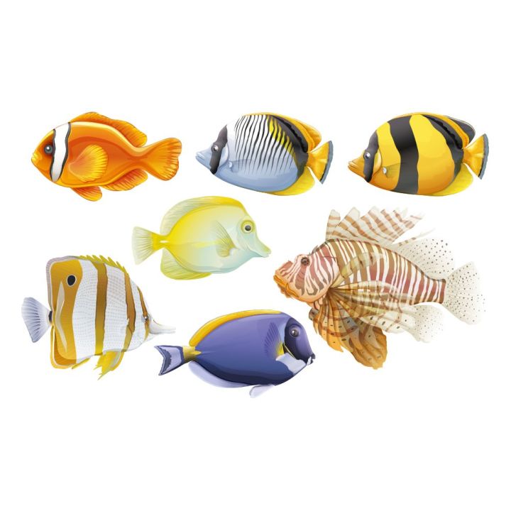 D&eacute;coration auto-collante 7 poissons - Distripool