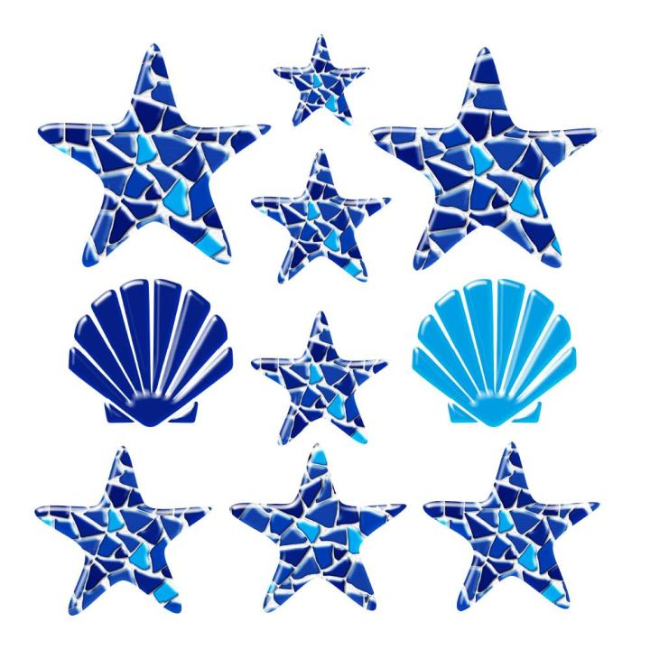 D&eacute;coration auto-collante &eacute;toiles et coquillages - Distripool