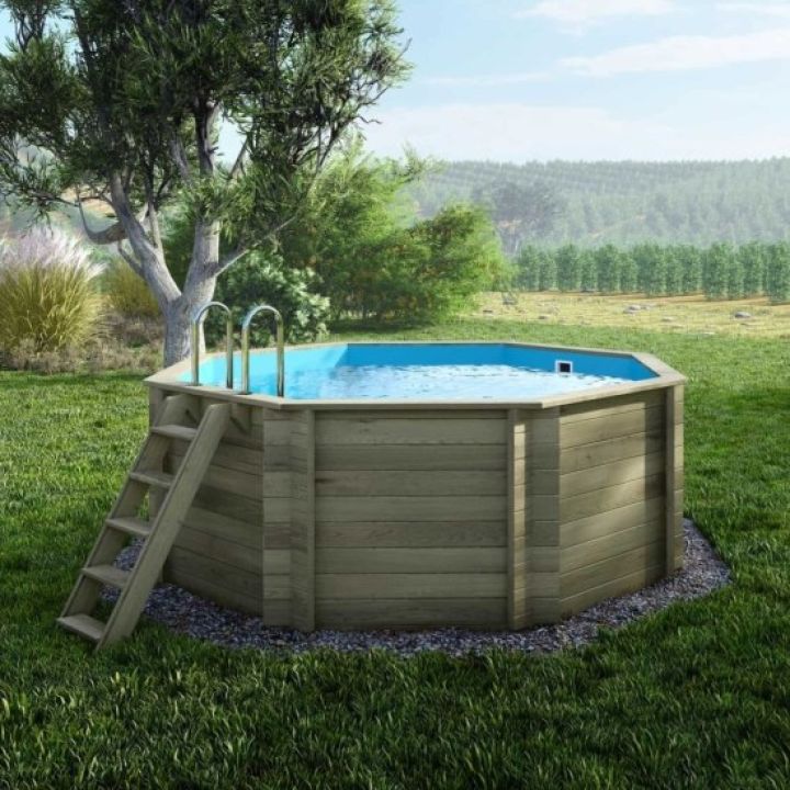 Piscine bois CORAL - ALTANKA - 3.25 m - H.1.18 m - sans dalle - Bleu clair - Distripool