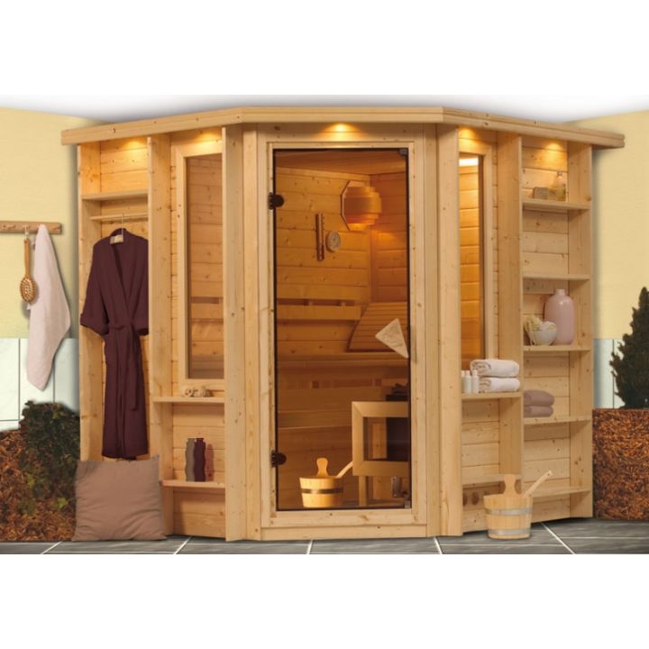 Sauna bois massif 40 mm Cortona - Premium - Distripool