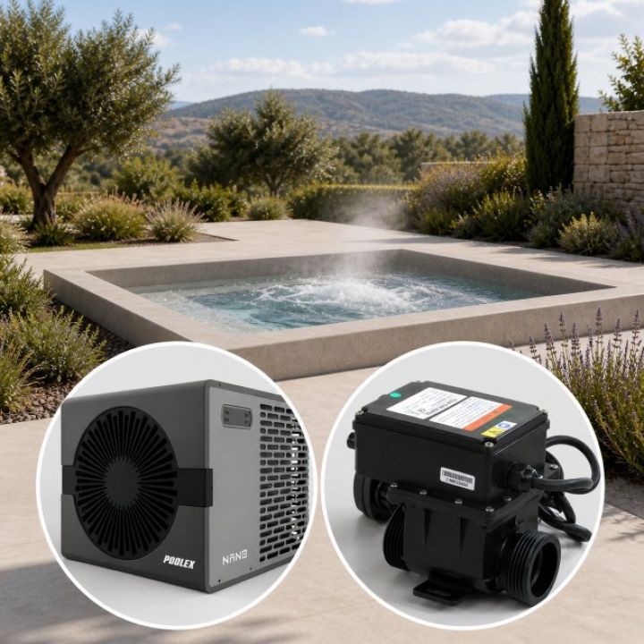 Pack chauffage spa 3 k W : pompe &agrave; chaleur + r&eacute;chauffeur &eacute;lectrique  - Distripool