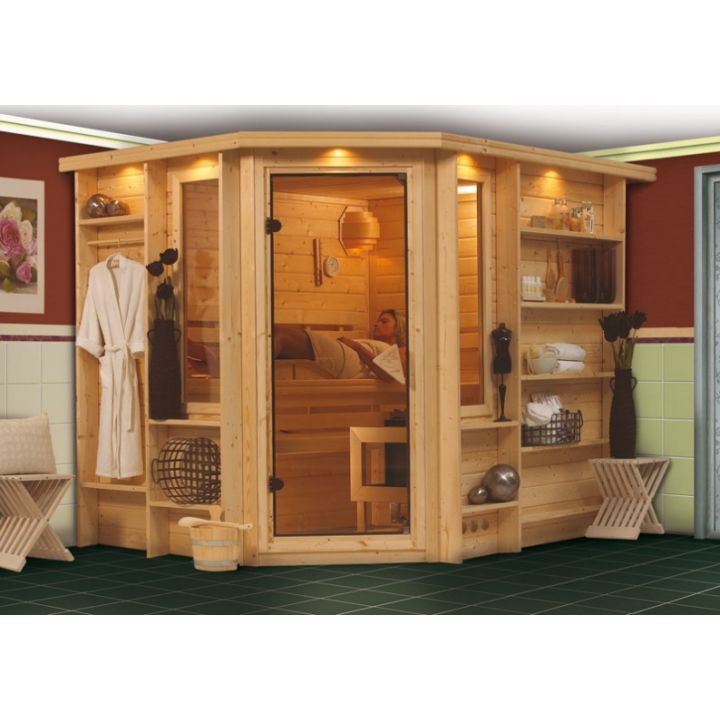 Sauna bois massif 40 mm Riona - Premium - Distripool