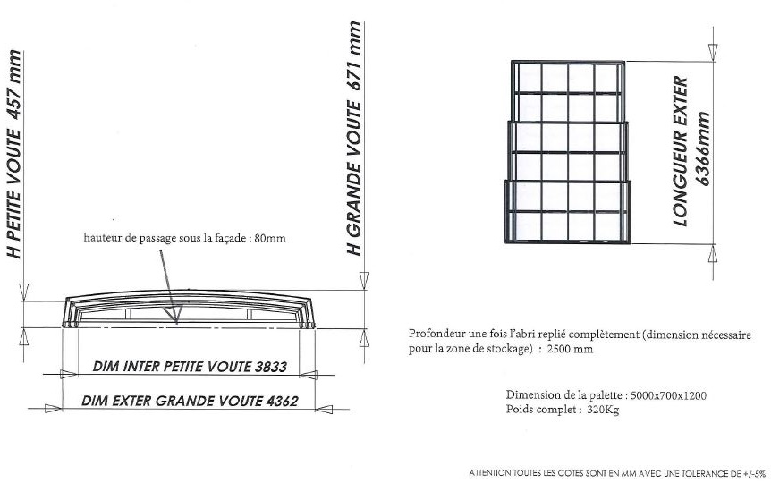 dimensions abri kit distri-cover Bassin de 6 x 3 m