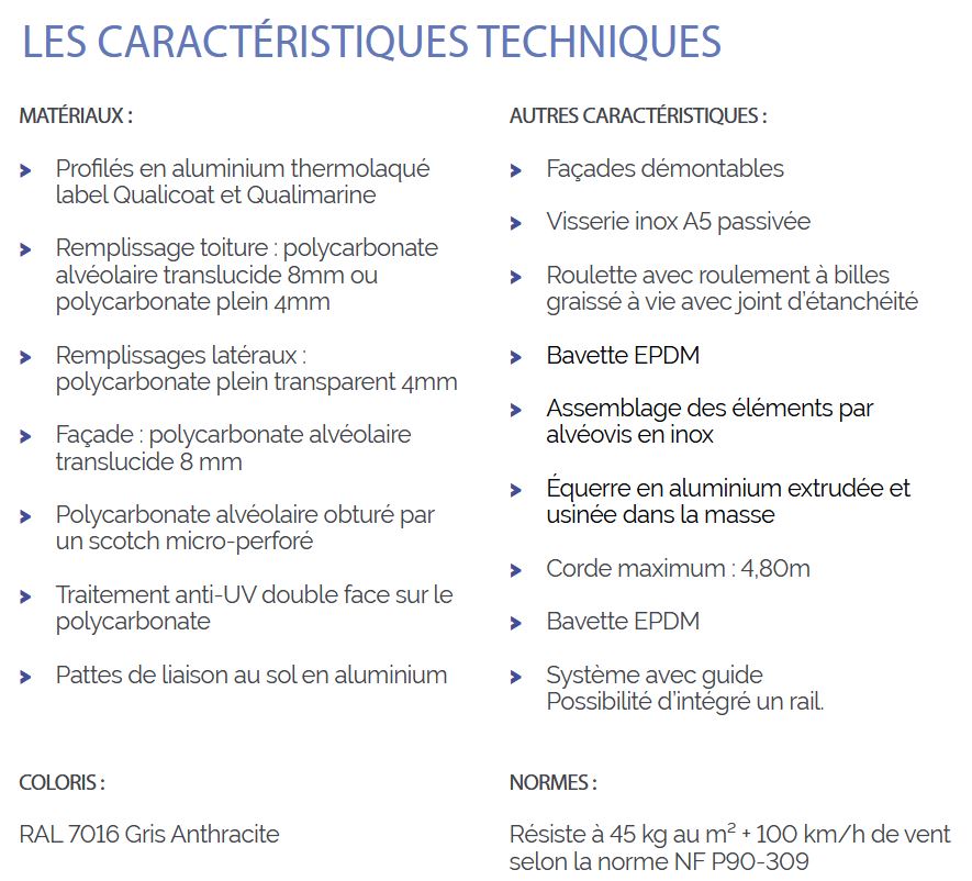 Fiche technique abri piscine en kit