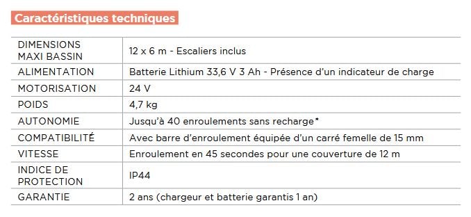 Fiche technique Enrouleur motorise ISCOOT 810