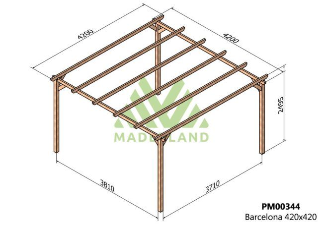 pergola_Barcelona-en bois massif 420 x 420 cm