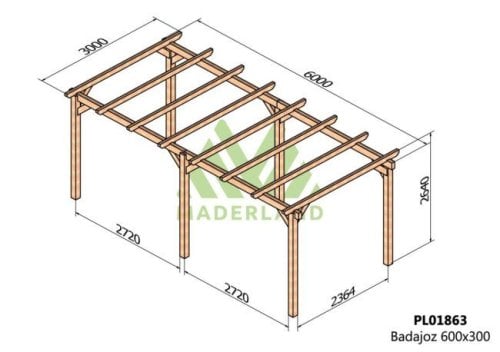 dimensions carport BADJOZ 600 x 300 cm