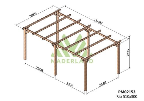 dimensions carport RIO 510 x 300 cm