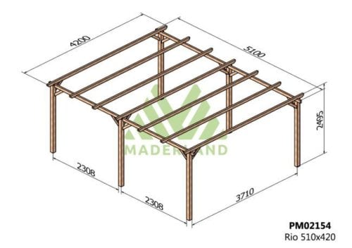 dimensions carport RIO 510 x 420 cm