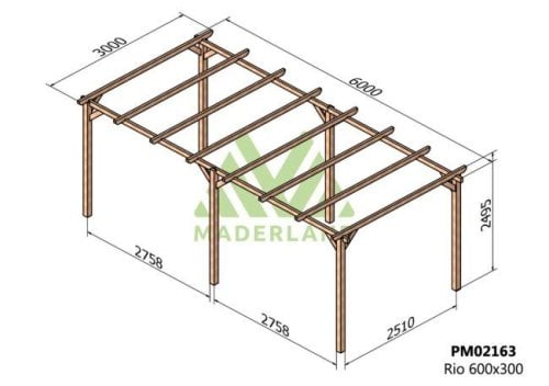 dimensions carport RIO 600 x 300 cm