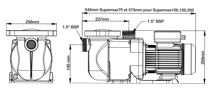 dimensions pompe SUPERSTAR PENTAIR