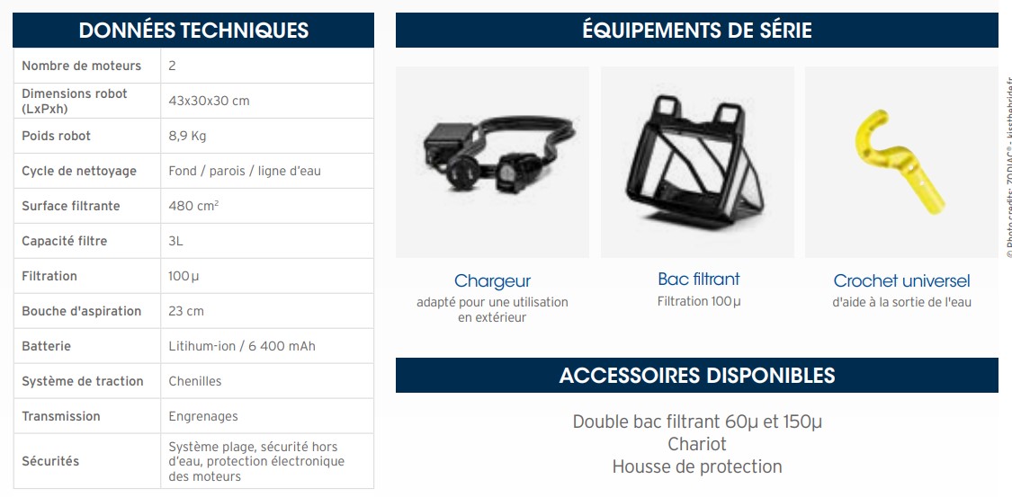 fiche technique 2 robot zodiac sans fil RF 4200 IQ