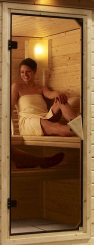 porte sauna vitree teintee